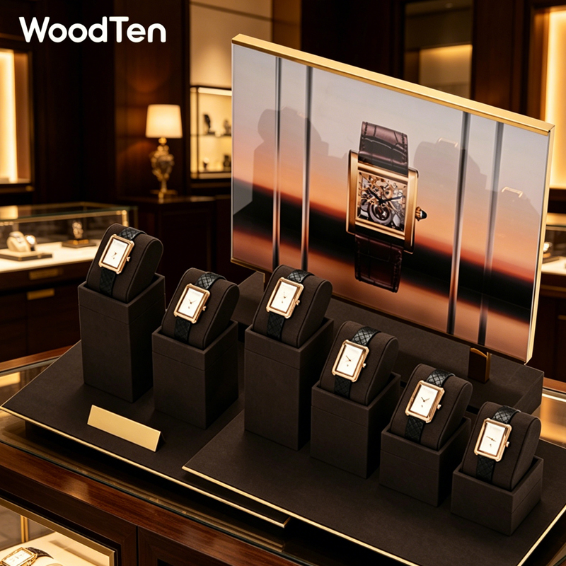 Watches Jewelry Holder - Soporte de microfibra WoodTen para relojes,