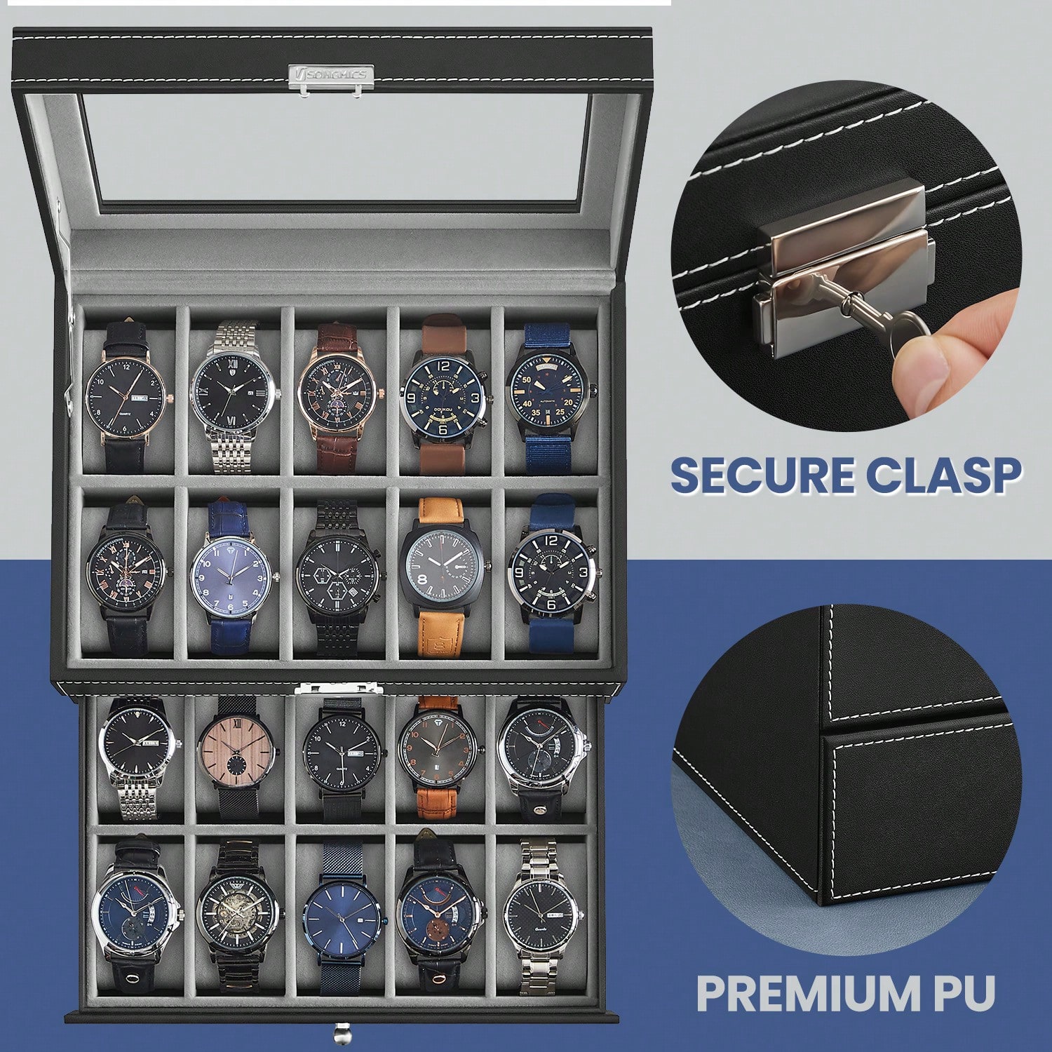 Caja para Relojes de 20 Ranura - Watches Jewelry Holder reseña y precio