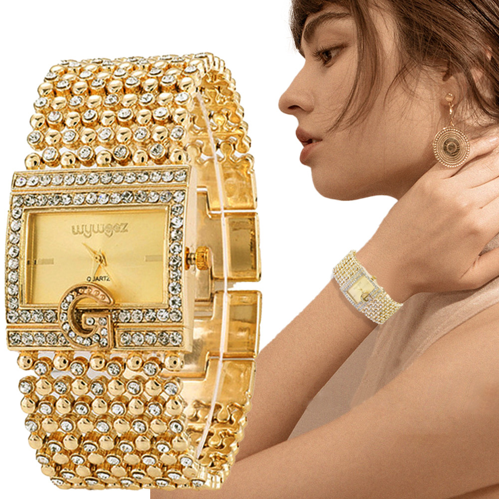 Relojes de oro cuadrados simpl - Jewelry Diamond Watches reseña y precio