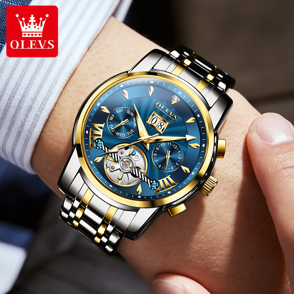 OLEVS relojes para hombre, mod - Mens Mechanical Watch reseña y precio